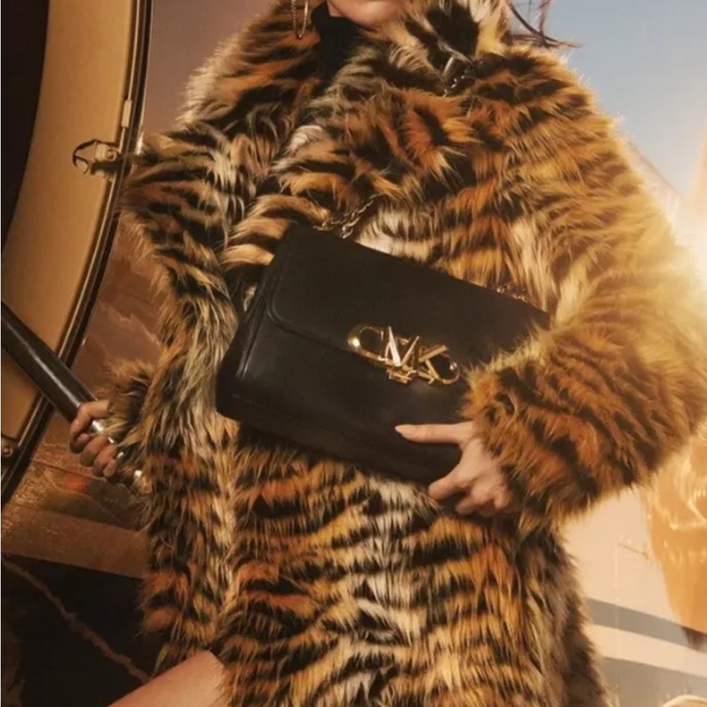 Michael kors glam tiger leopard faux fur coat